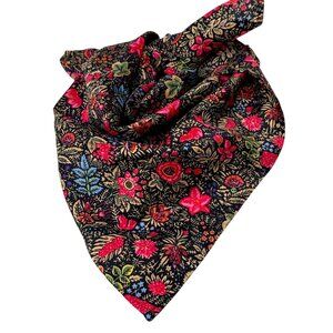 SOULEIADO French Country Small Square Scarf Black Provencal Floral Neckerchief